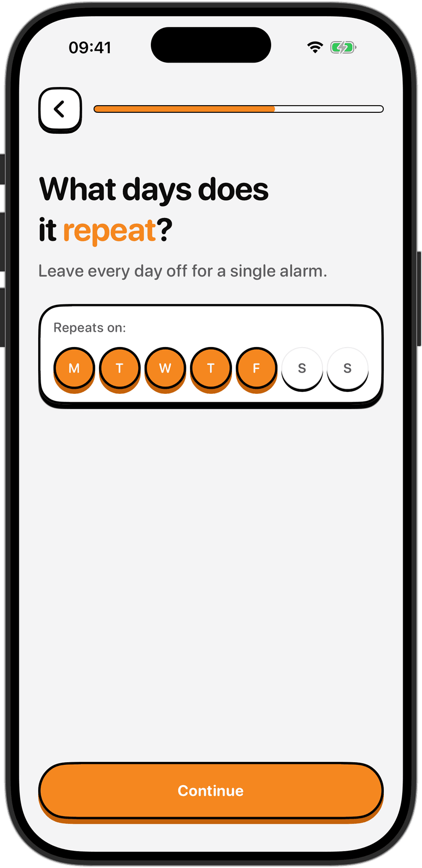 Choosing repeat days in NoNap