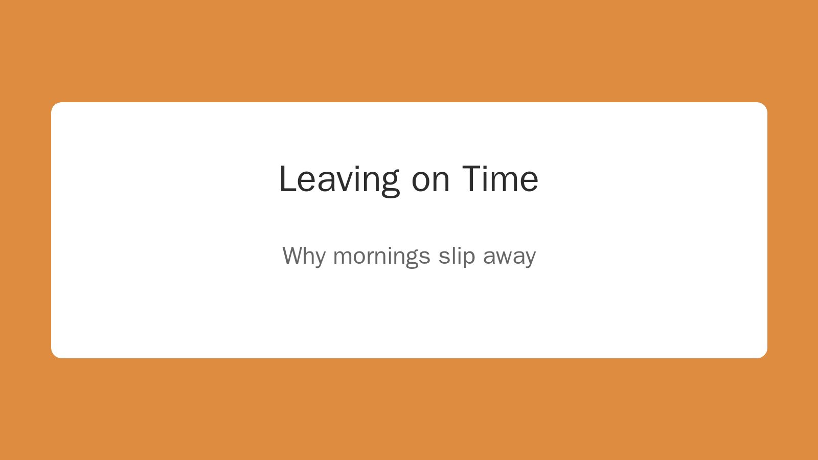 A woman looking at her watch, rushing out the door in the morning