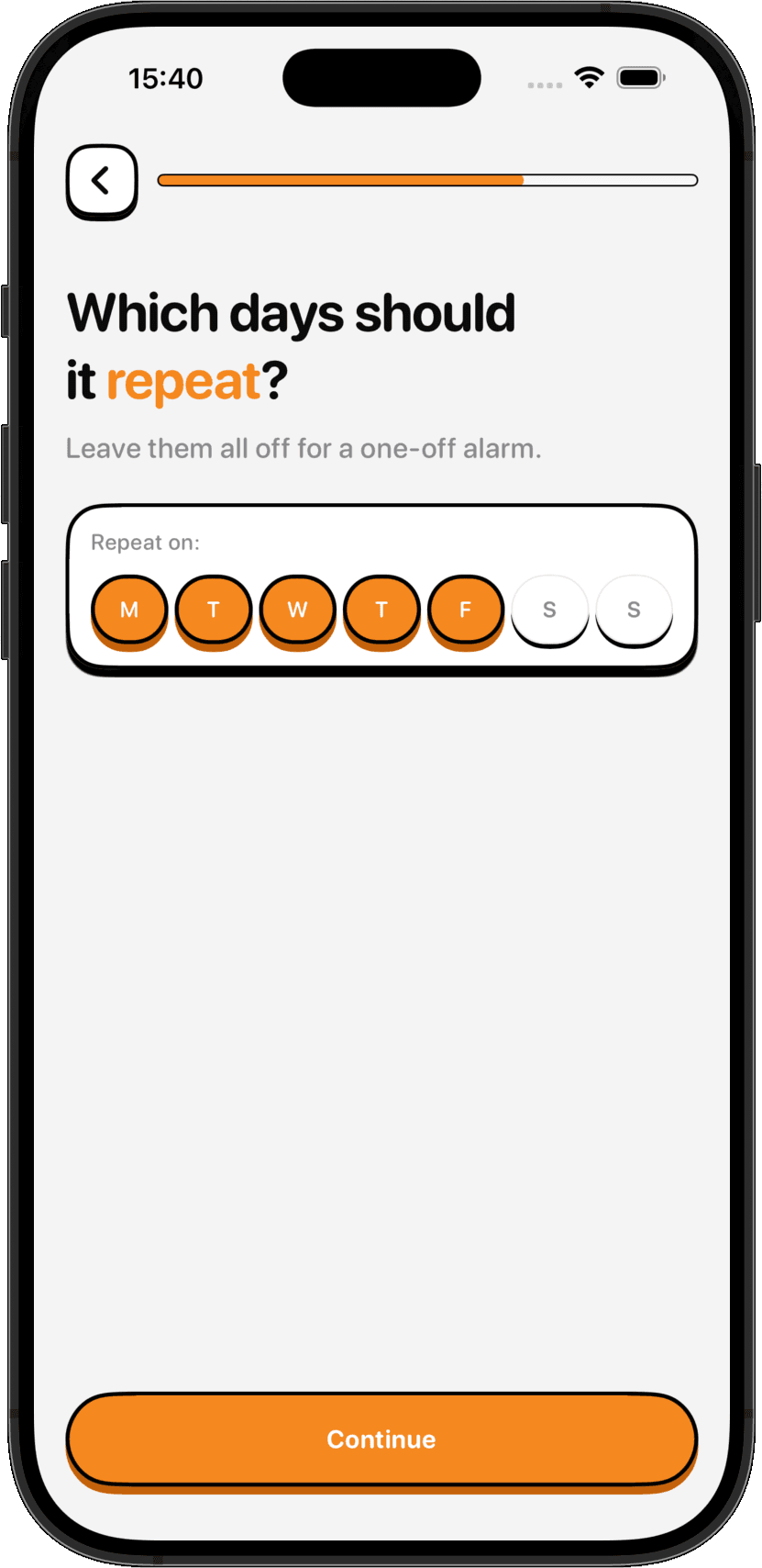 Choosing repeat days in NoNap