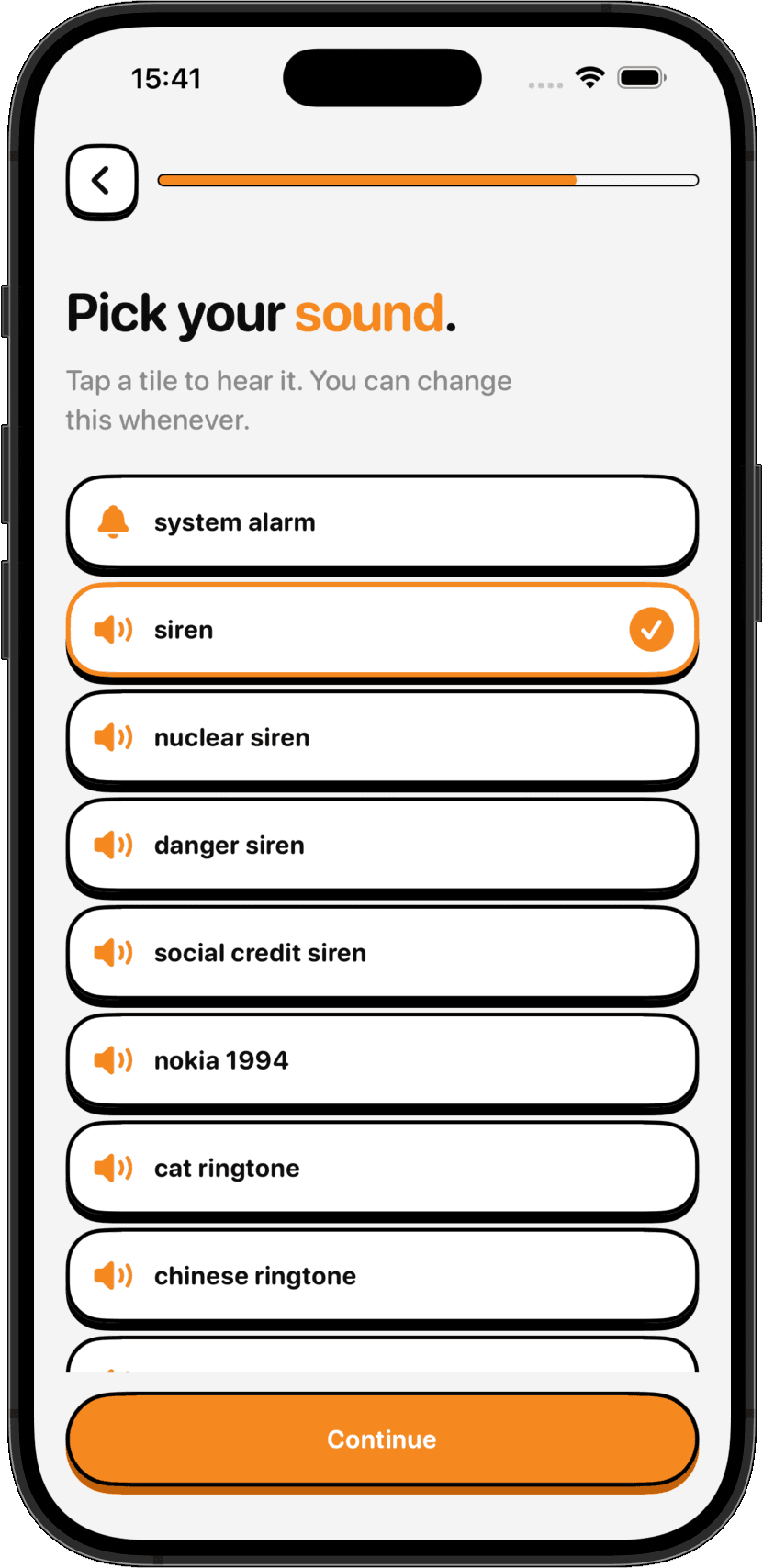 Choosing an alarm sound in NoNap